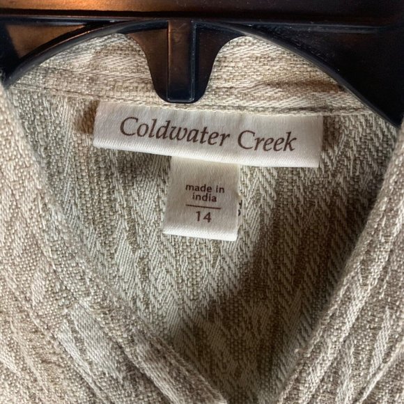 Coldwater Creek Women's Mandarin Collar Open Blazer Jacket Beige‎ Size 14 8707 - Picture 2 of 8